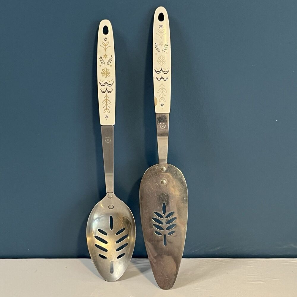 Ekco Flint Arrowhead Harvest Wheat Utensils Slotted Spoon & Cake/Pie Server READ